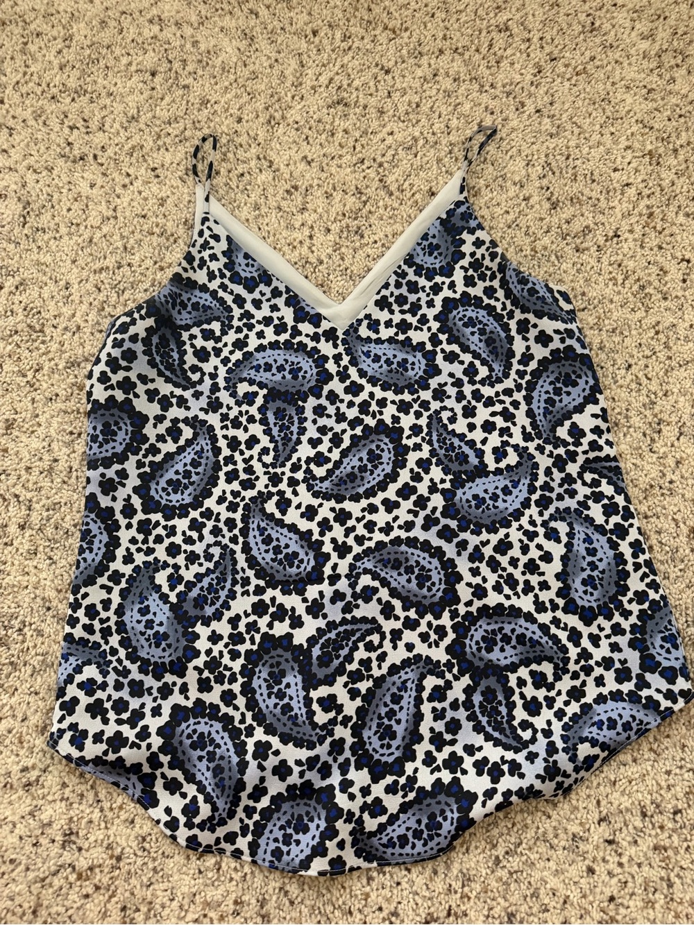 Express Blue Paisley V-Neck Cami Top
